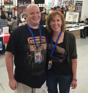 Author Stacey Longo with fan Jason Rivers.