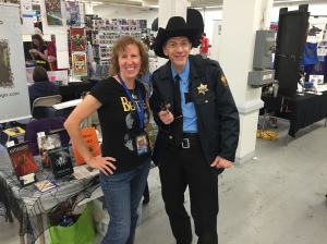 Stacey with cosplayer R.W. Martin. 